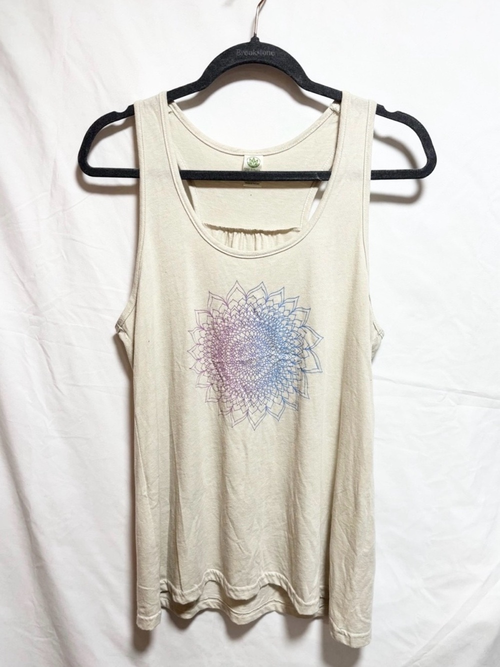 Soul Flower Cream Tank Top with Pastel Mandala Graphic